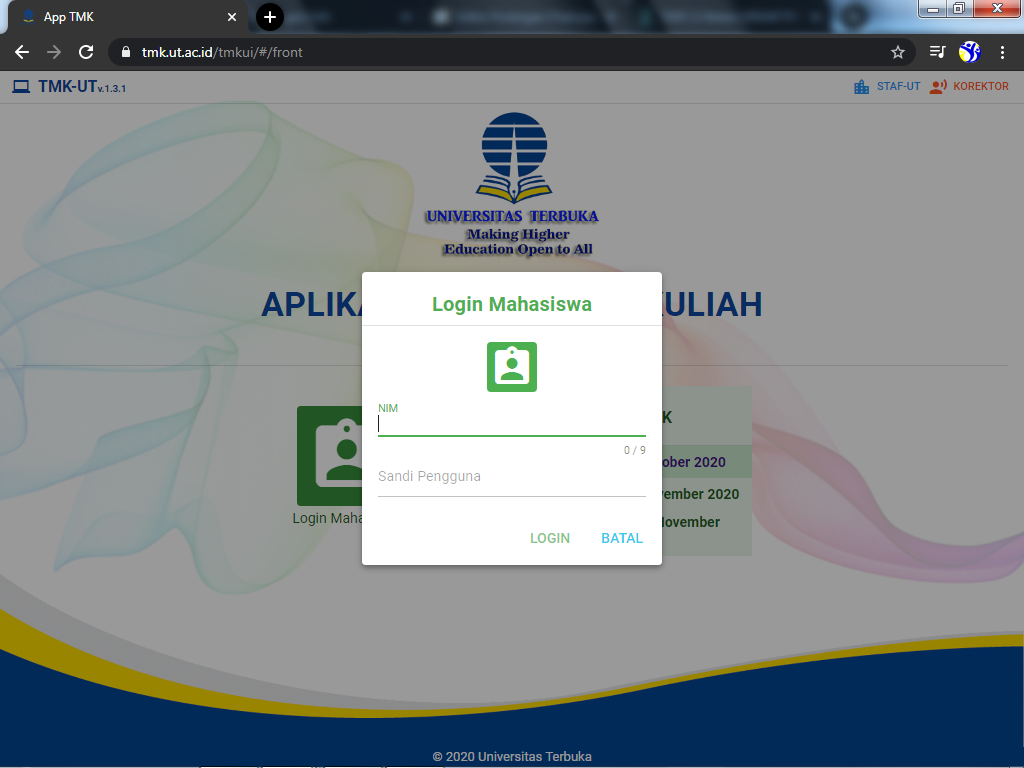 cara daftar TMK UT 2023